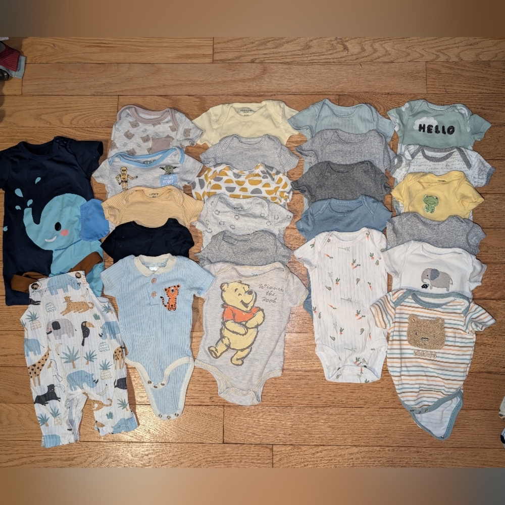 Set Of 24 Baby Boy Onesies Bundle 0-3m